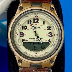 Casio AW-80 Brown 30 Page Telememo World Time Men's Watch Ani-Digital